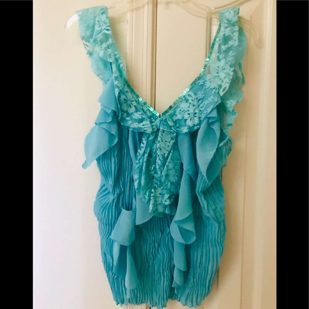 Turquoise Lacey blouse plus size 16-18